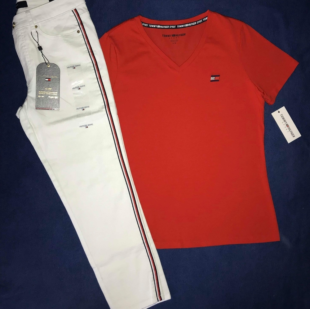 WOMEN'S TOMMY HILFIGER V-NECK & CROPPED JEANS